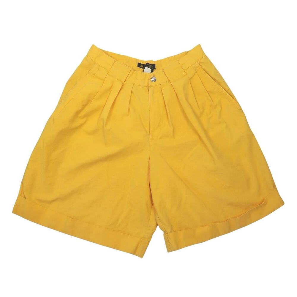 Vintage 80s Liz Claiborne Bright Yellow Cotton High Rise Shorts 26"